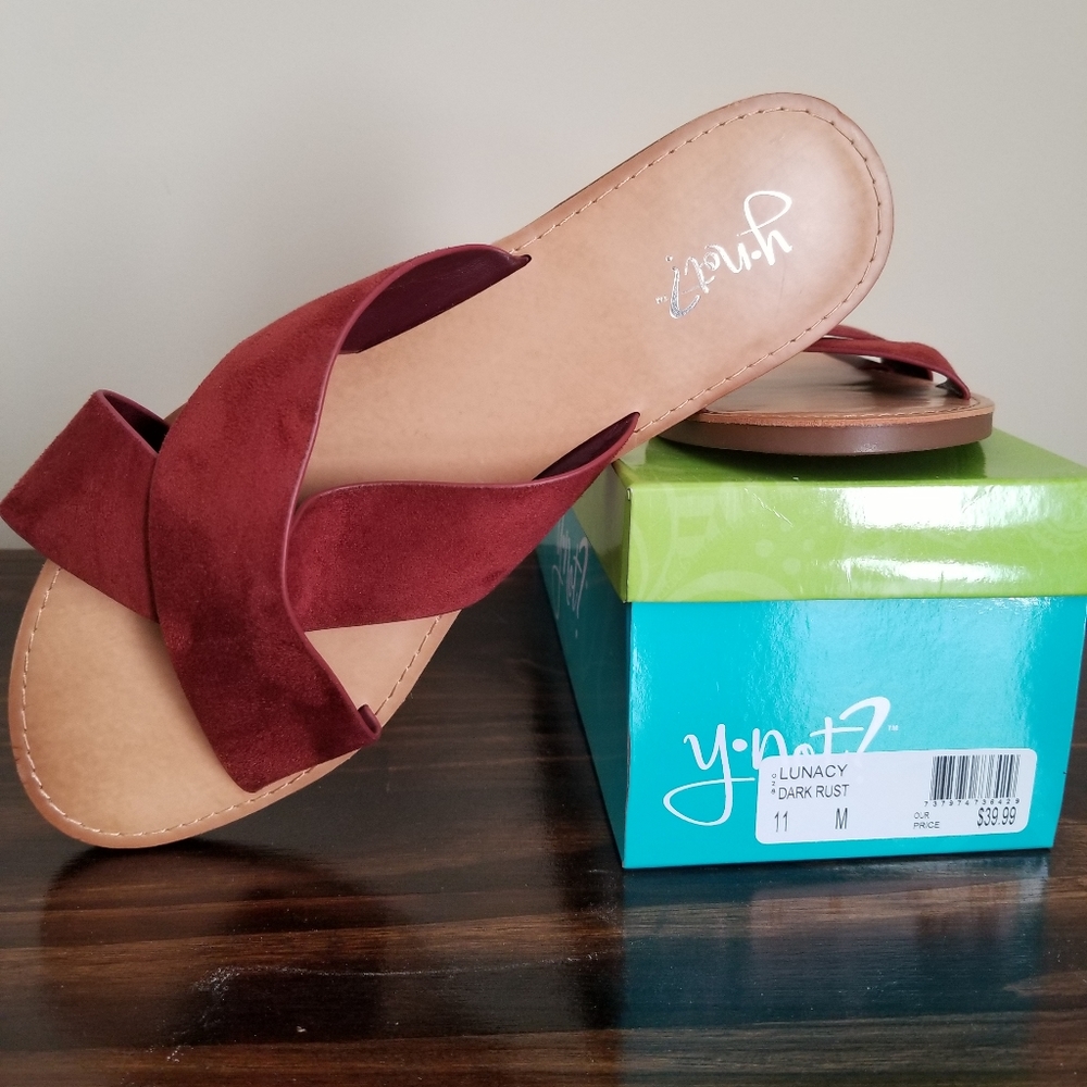 YNot Dark Rust Slide Sandal